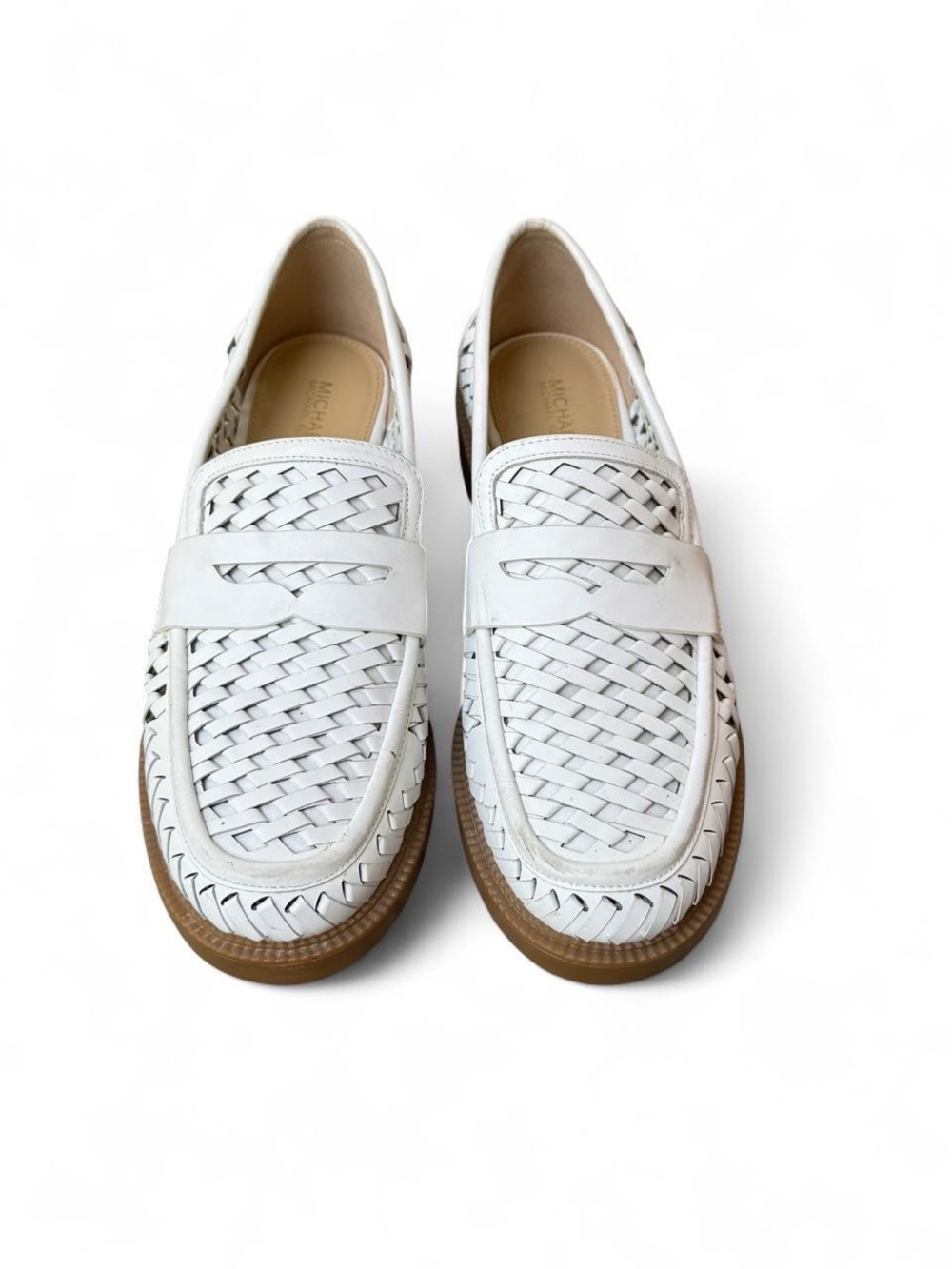 MICHAEL KORS EDEN HANDWOVEN 100% LEATHER LOAFERS. SIZE 7.5 MSRP $248